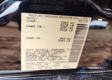 2020 Nissan Altima 2.5 S z USA, uszkodzony, nr VIN 1N4BL4BV7LC239988